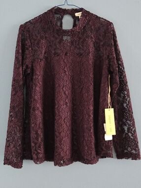 NWT Purple Lace Dressy Shirt Lg